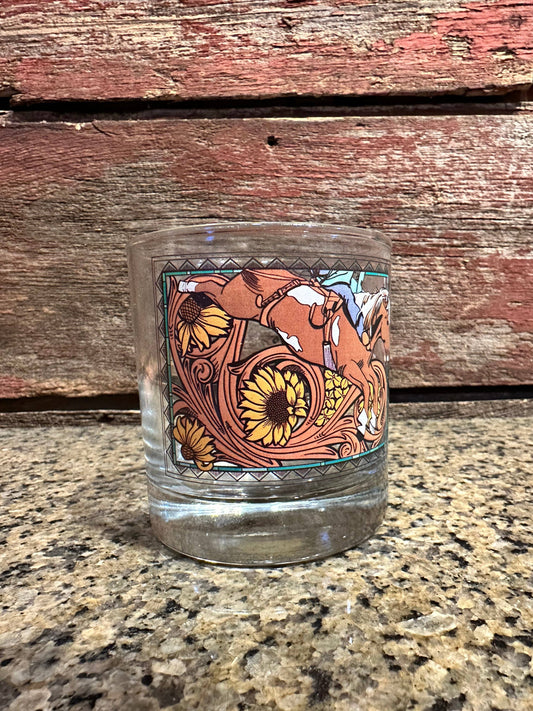 On the Rocks Glass Bareback Horse Cowgirl Rodeo Western Cowboy