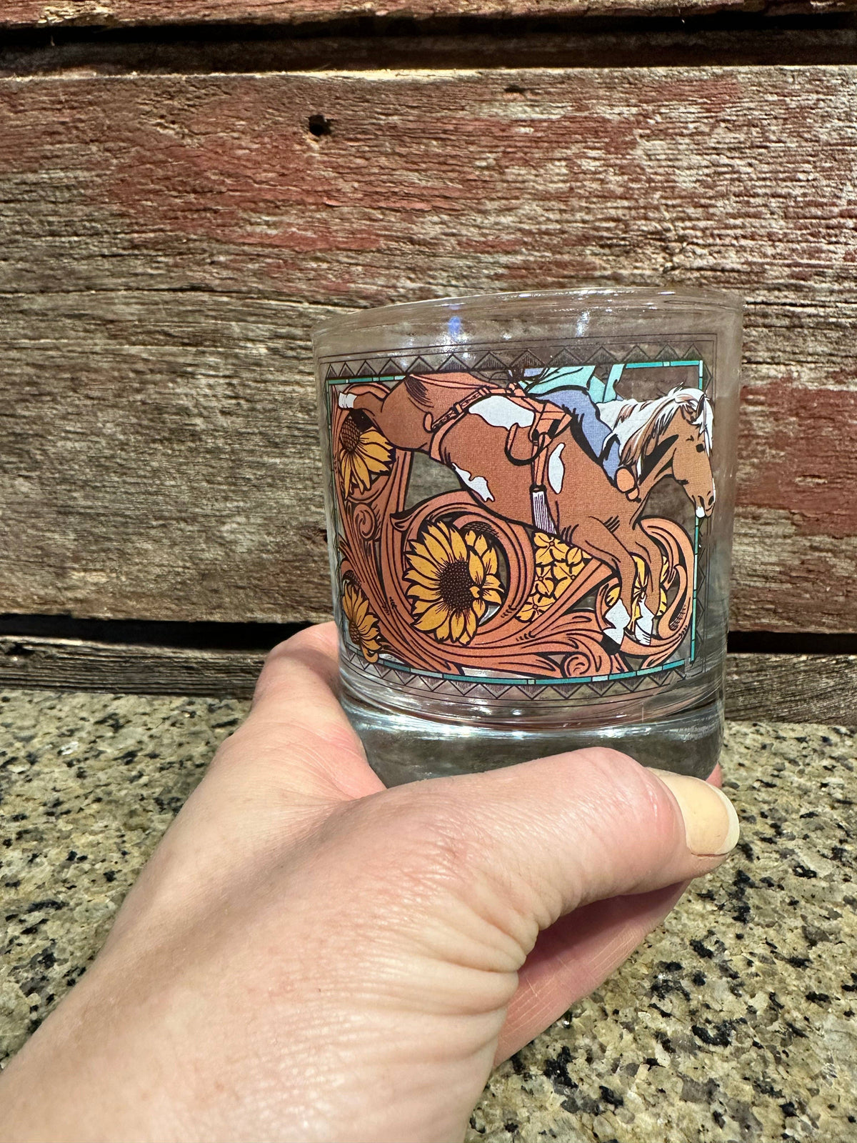 On the Rocks Glass Bareback Horse Cowgirl Rodeo Western Cowboy