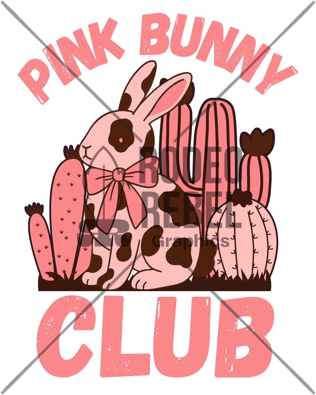 Pink Bunny Club Western Cowhide Cactus Graphic (Digital Download)