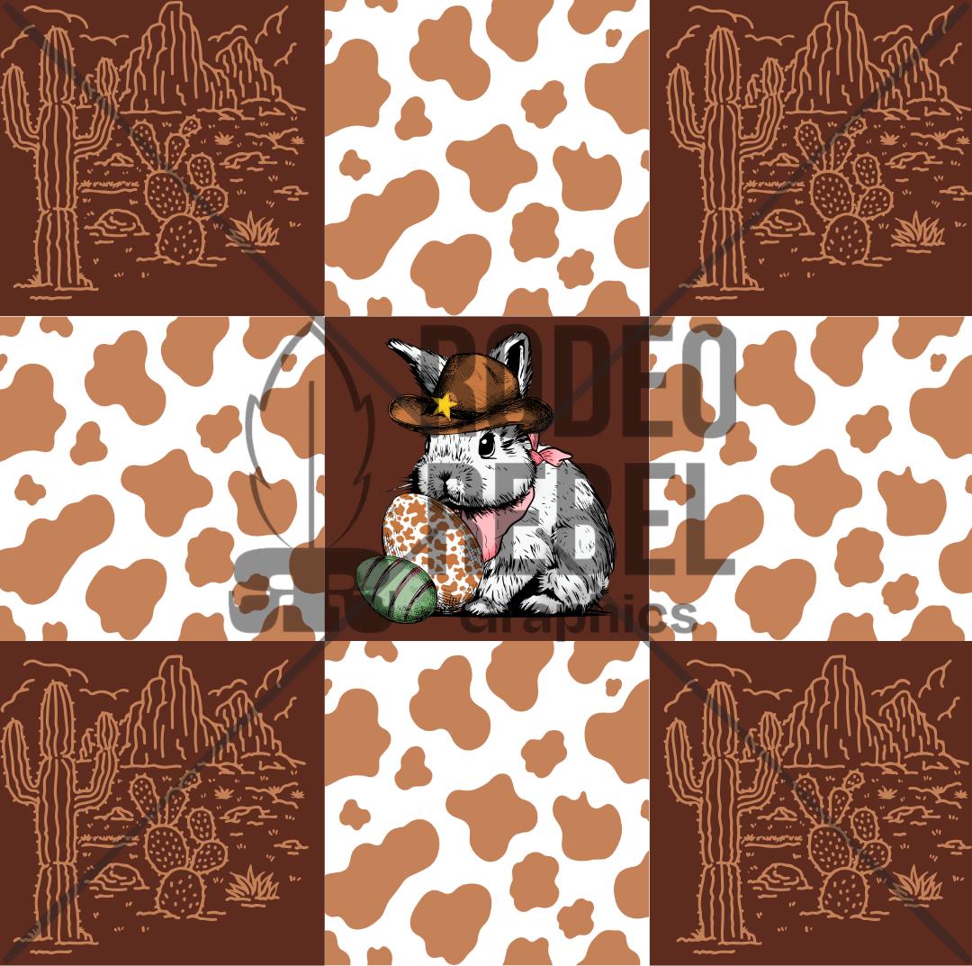 SVG (Digital Download) Cowboy Bunny Checkered print digital file cowhide western