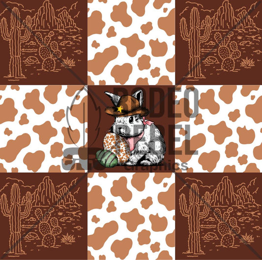 Cowboy Bunny Checkered print digital file cowhide western