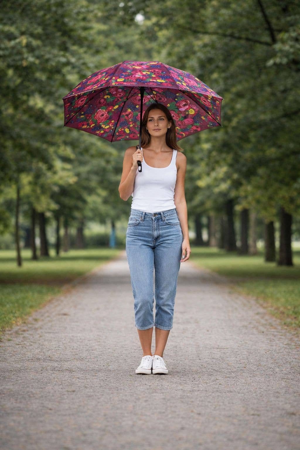 FLOWER PRINT GOLF UMBRELLA