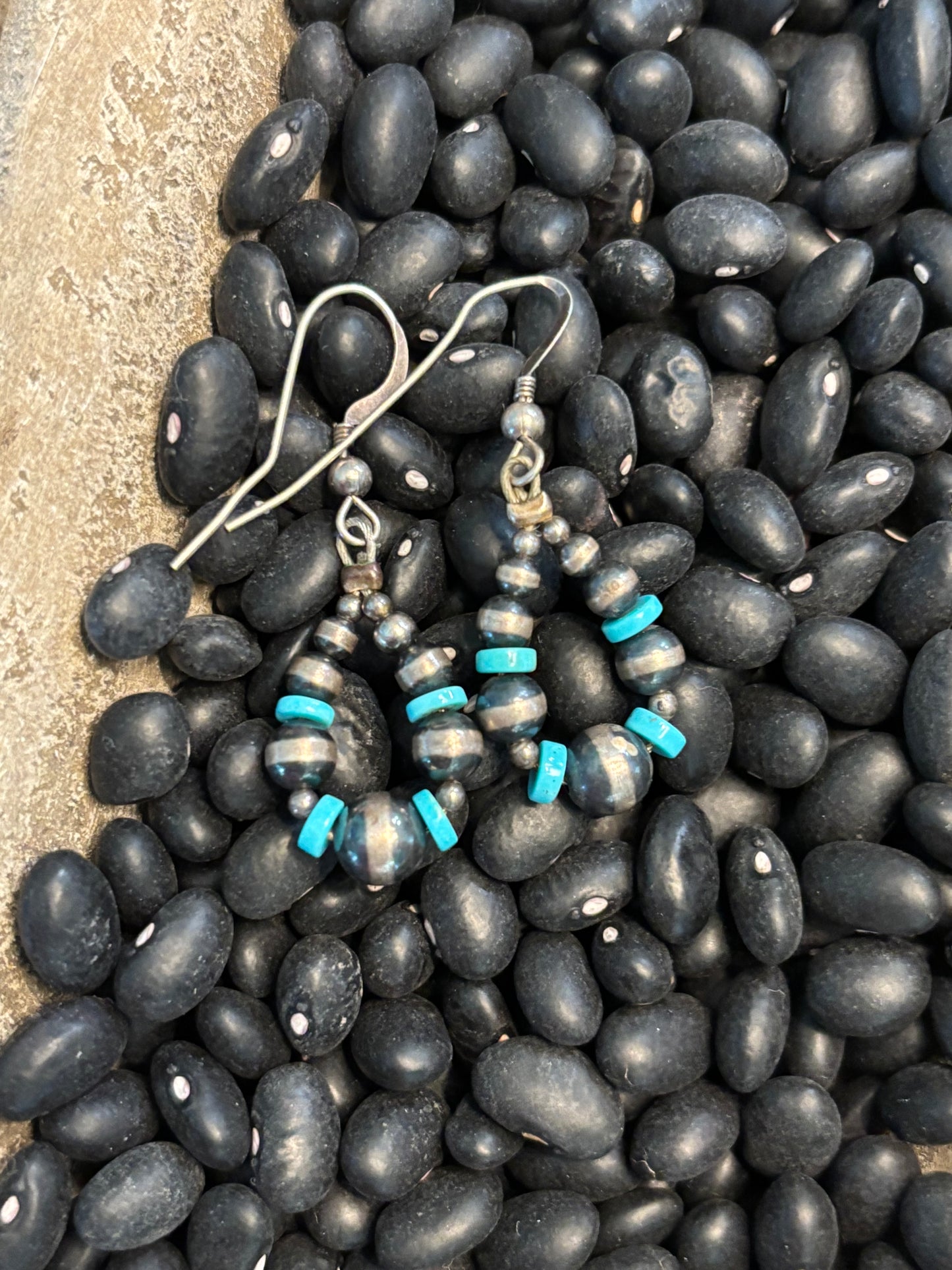 Turquoise and Silver Beads Dangle earrings