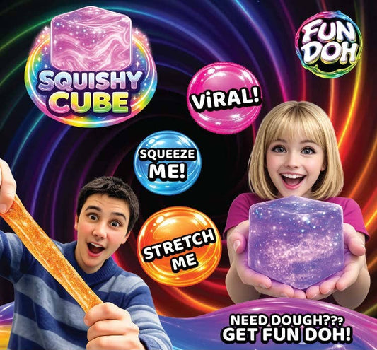Fun Doh Squish & Squeeze Sparkle Cube Fidget Toy