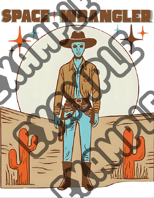 Space Cowboy T-Shirt Graphic: Retro Alien Design (SVG, PNG)