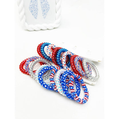 USA Theme Phone Cord Hair Tie Set