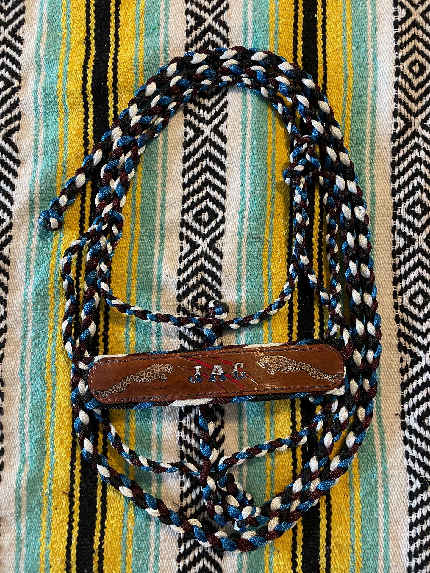 Handmade Mule Tape Halter: Braided Leather Horse Tack, Custom Colors, Hand-Stitched Design