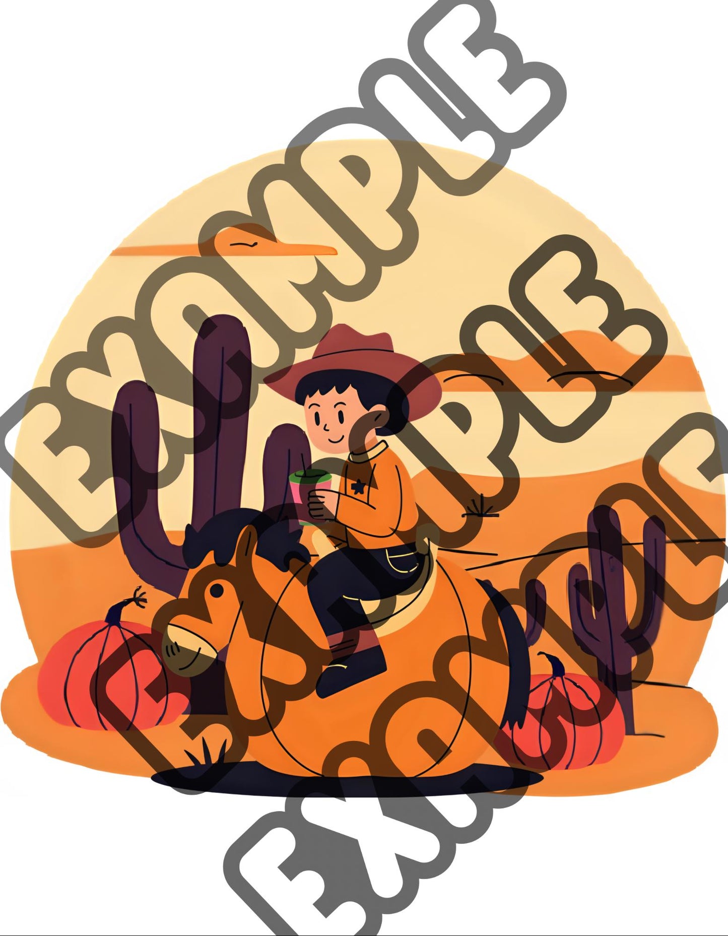 Latte Pumpkin Kid Cowboy SVG, Western Desert Graphic (Digital Download)