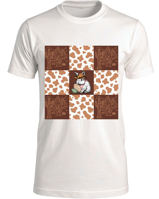 Cowboy Bunny Checkered print digital file cowhide western