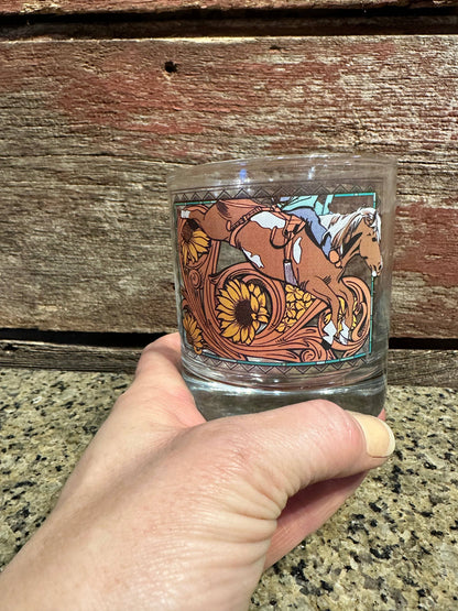 On the Rocks Glass Bareback Horse Cowgirl Rodeo Western Cowboy