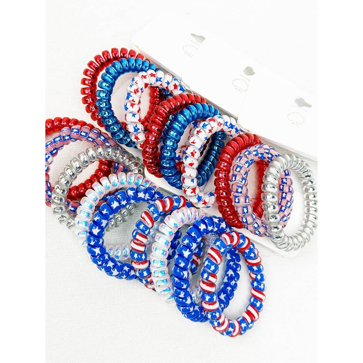 USA Theme Phone Cord Hair Tie Set