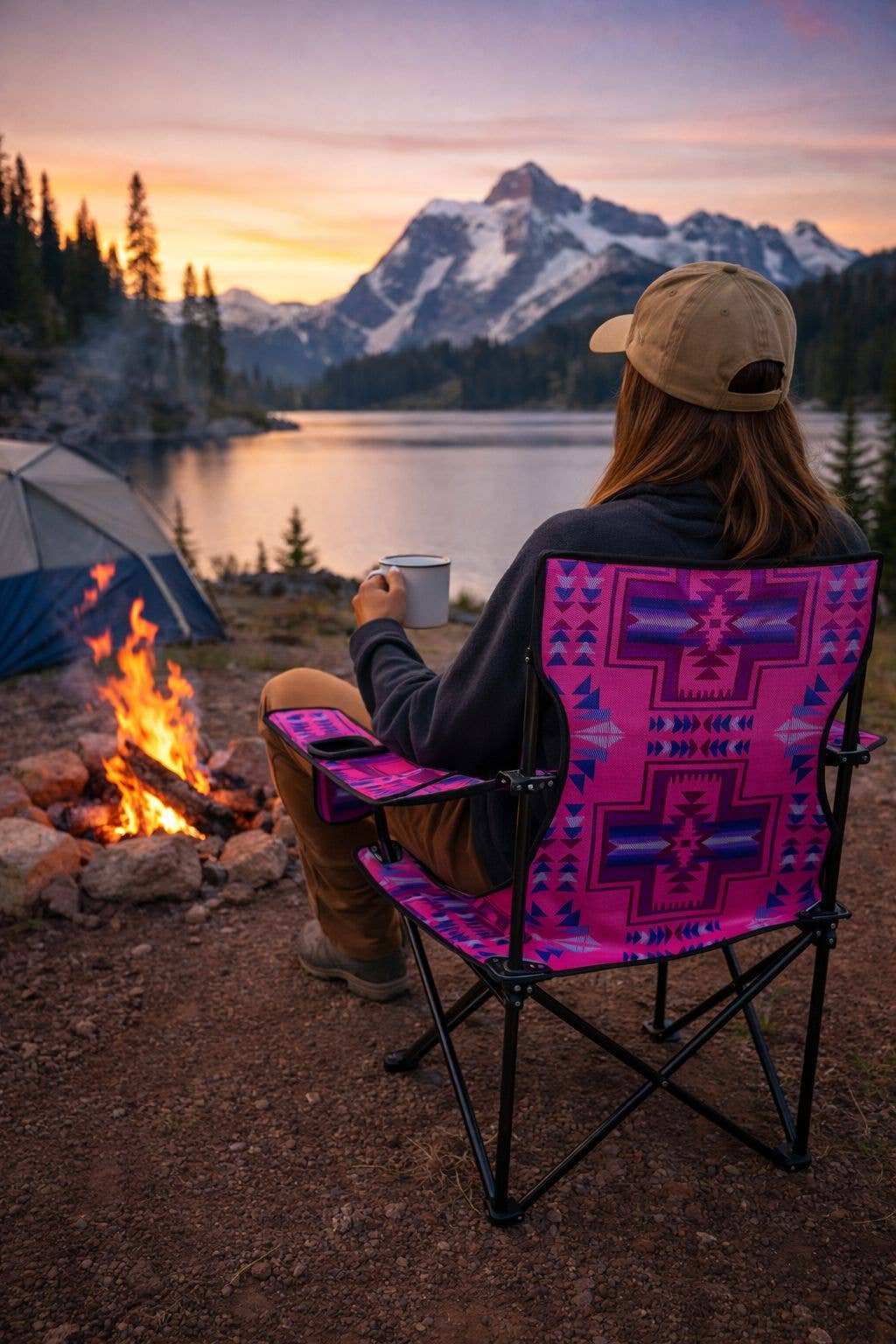 FOLDING CHAIR AZTEC PINK