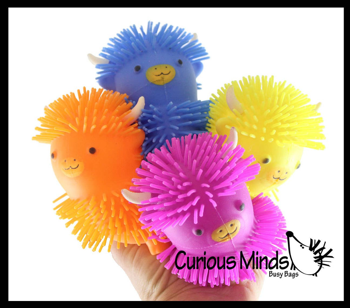 1 Puffer Highland Cow Fidget Toys - Air Filled Hairy Cute Squishy