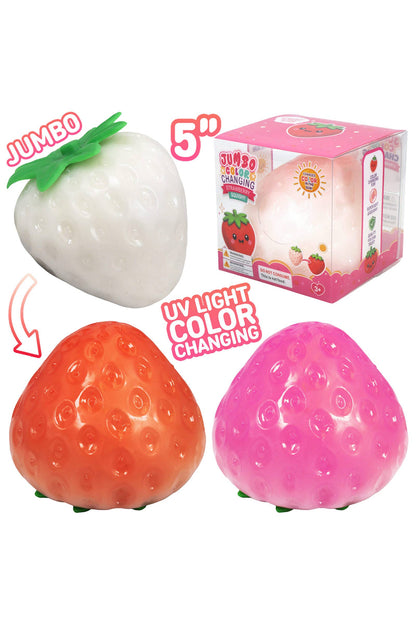 JUMBO Strawberry UV Light Changing Slime Filled Squishy