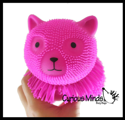 1 Shaggy Cat Large 7" Puffer Ball - Sensory Therapy Fidget Squishy
