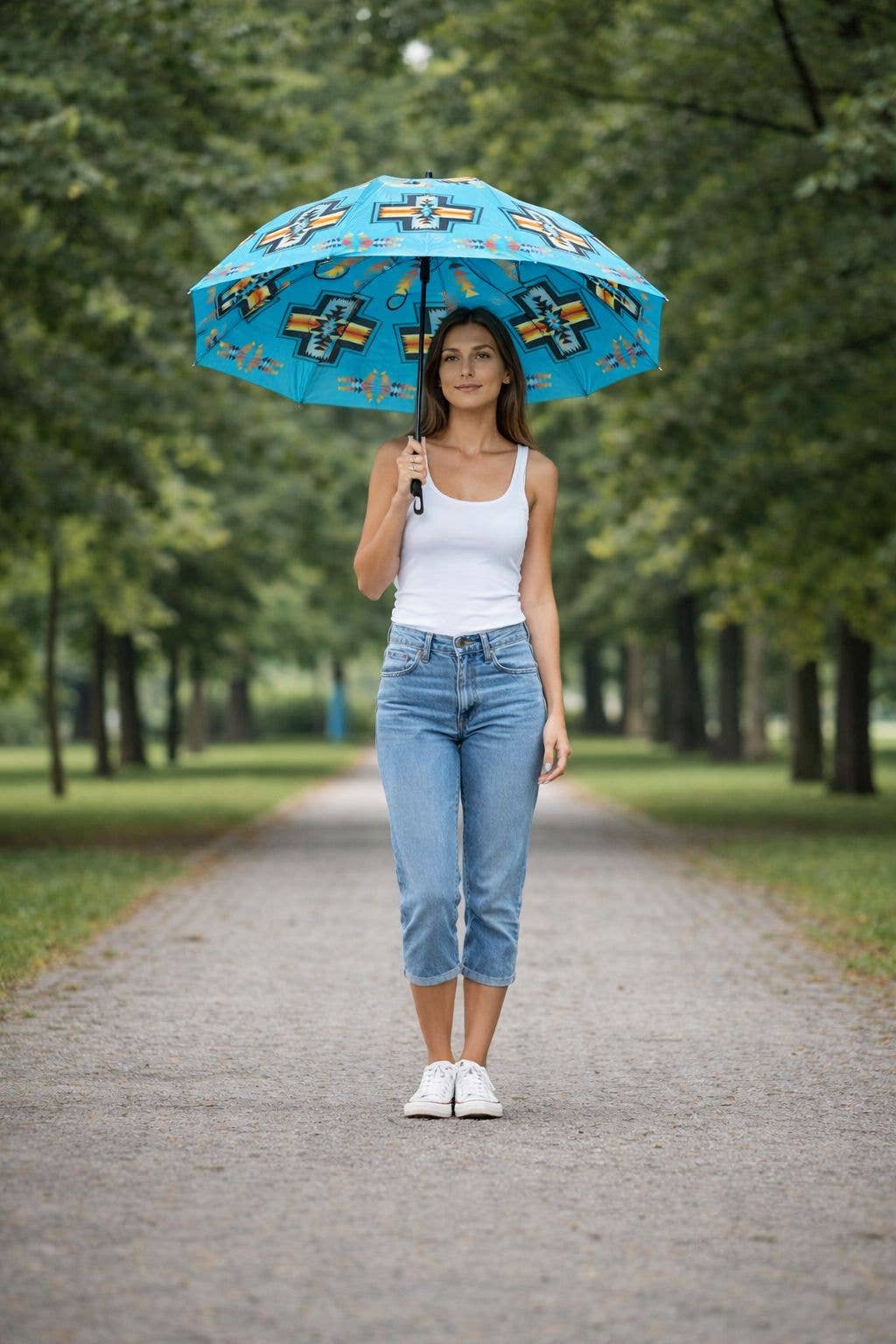 TURQUOISE AZTEC UMBRELLA