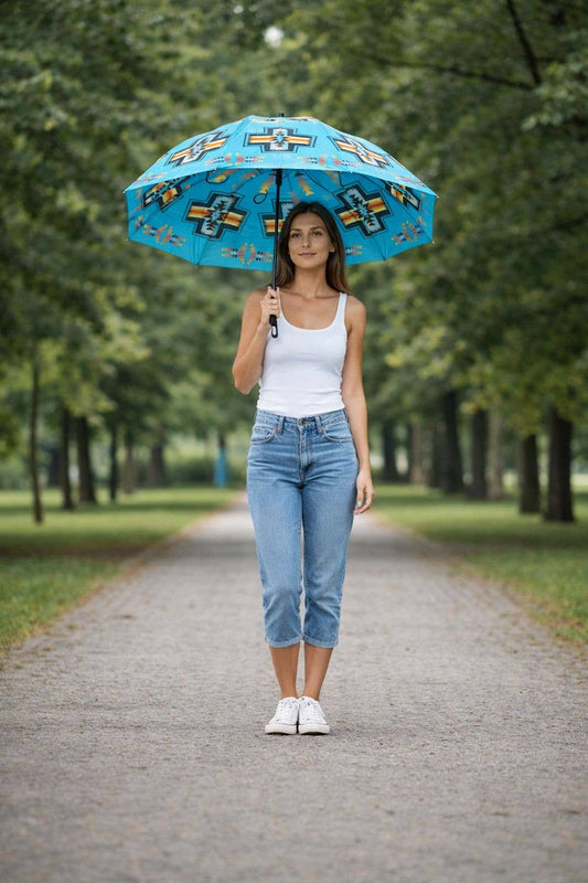 TURQUOISE AZTEC UMBRELLA
