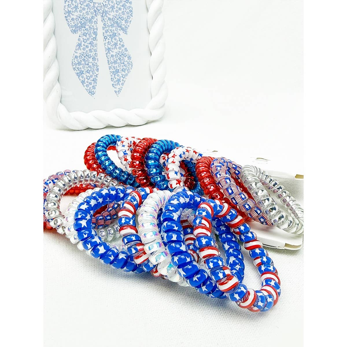 USA Theme Phone Cord Hair Tie Set