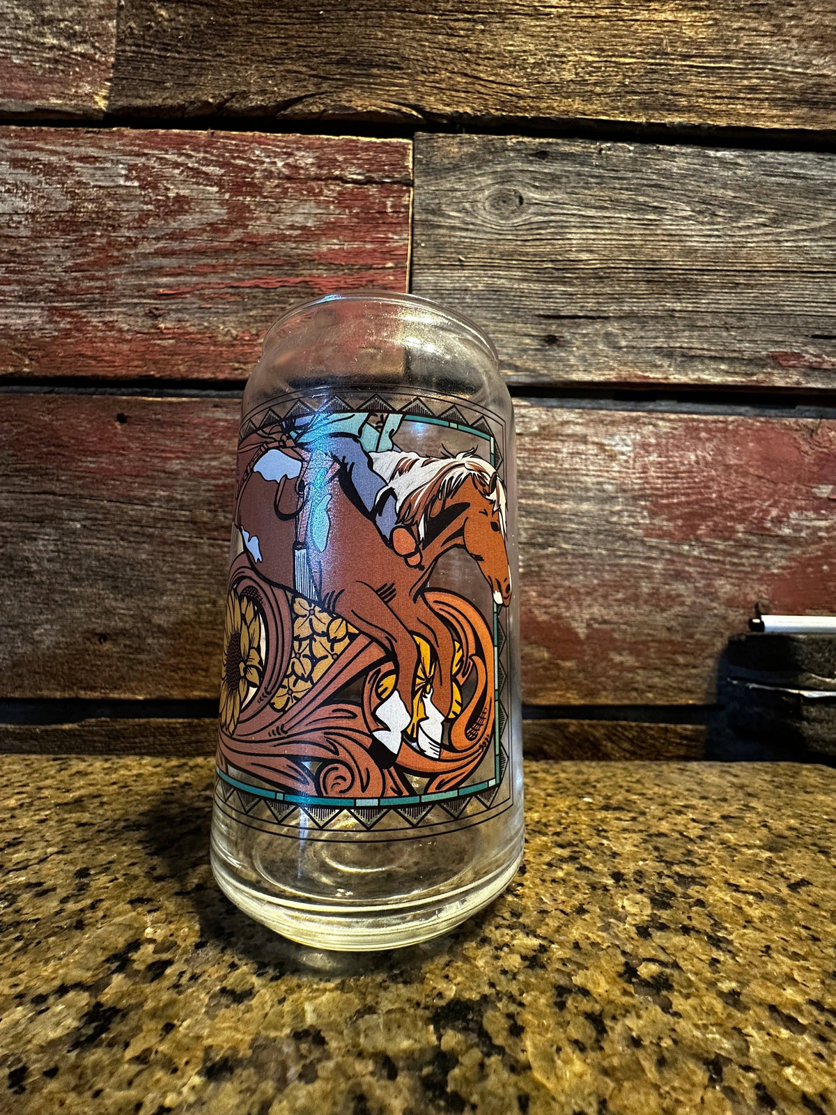 Can Glass Bareback Horse Cowgirl Rodeo Western Cowboy