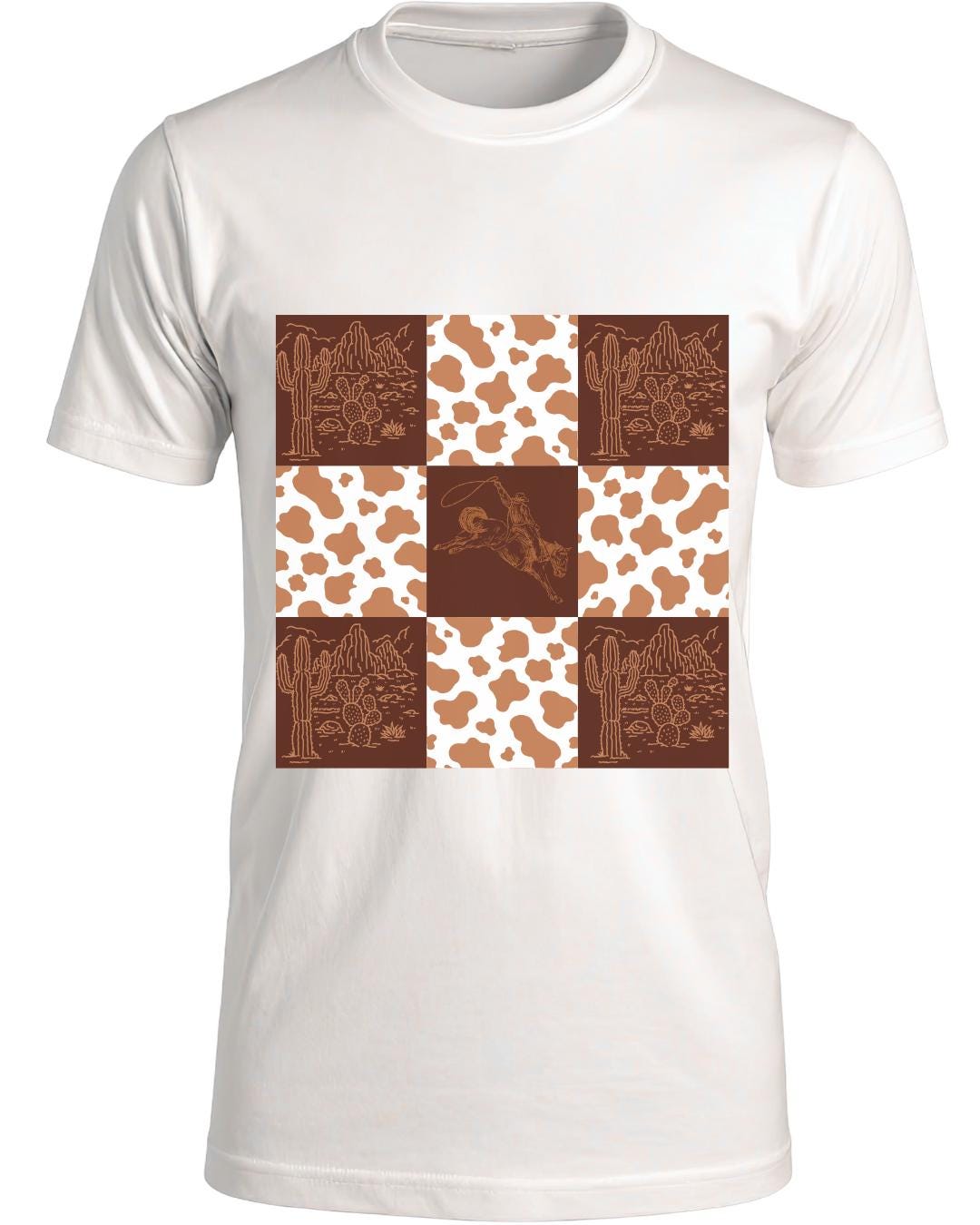 Cowboy Checkered print digital file cowhide bucking horse