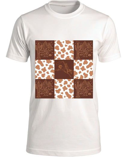 Cowboy Checkered print digital file cowhide bucking horse