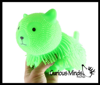1 Shaggy Cat Large 7" Puffer Ball - Sensory Therapy Fidget Squishy
