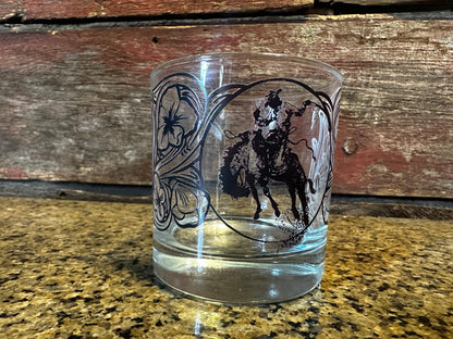 On the Rocks Glass Ranch Bronc Cowgirl Rodeo Western Cowboy