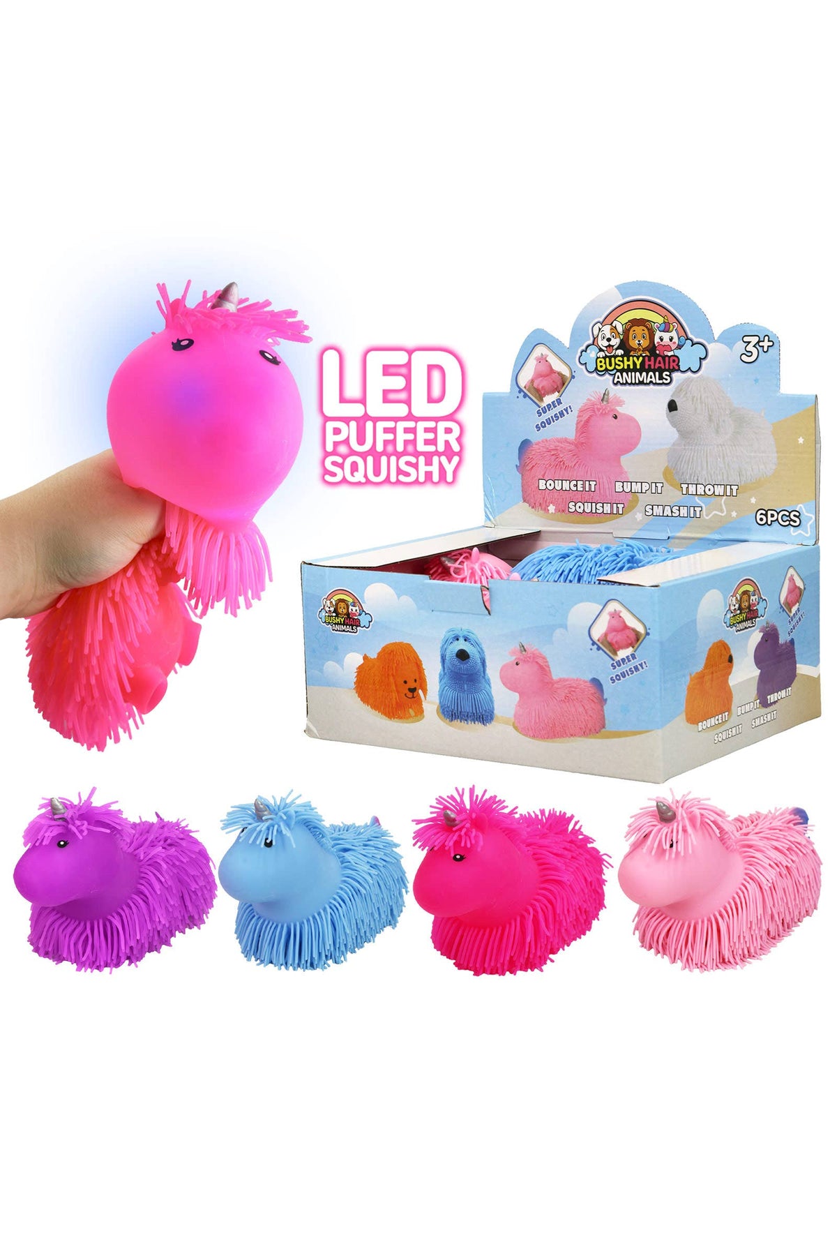 Unicorn Light-Up Spiky Puffer Squishy - 5 Inch