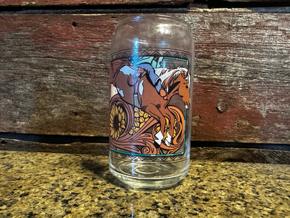 Can Glass Bareback Horse Cowgirl Rodeo Western Cowboy