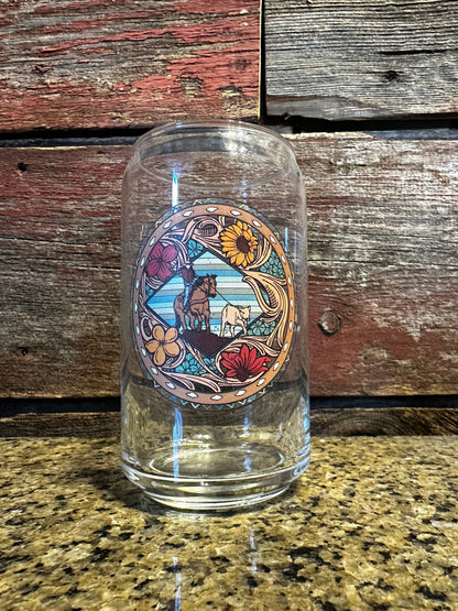 Can Glass Breakaway Roper Cowgirl Rodeo Western Cowboy