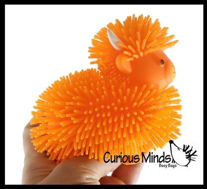 1 Puffer Highland Cow Fidget Toys - Air Filled Hairy Cute Squishy