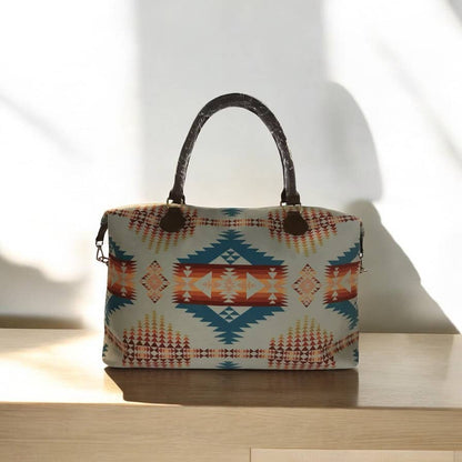 Southwest Printed Duffle Bag – White River Cream x Turquoise