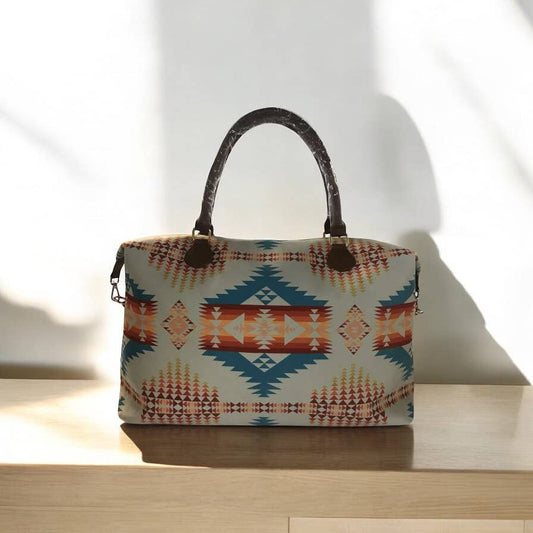 Southwest Printed Duffle Bag – White River Cream x Turquoise
