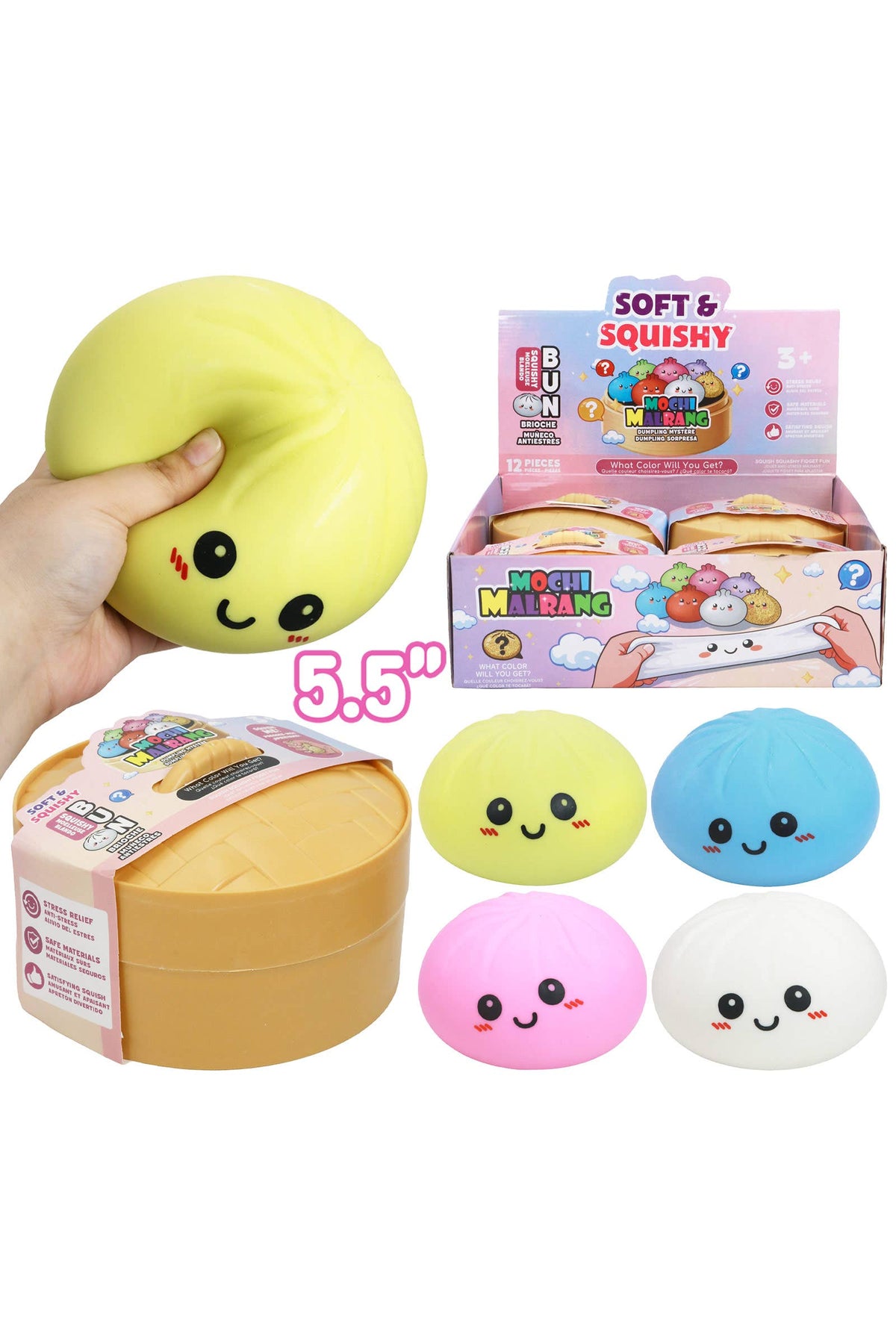 Jumbo Bao Bun Dumpling Soft Slime Filled Squishy - 5.5 Inch