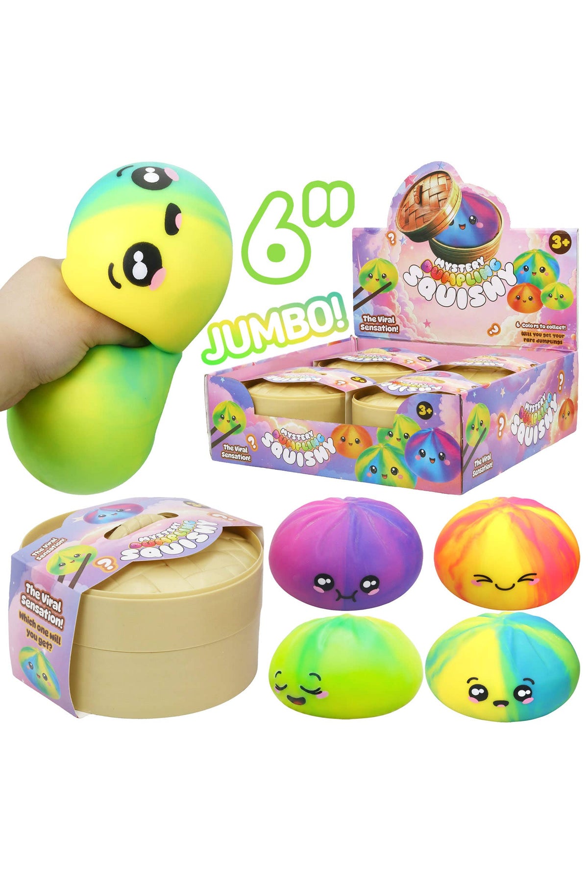 JUMBO Ombre Dumpling Bun Soft Slime Filled Squishy - 6 Inch