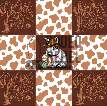 SVG (Digital Download) Cowboy Bunny Checkered print digital file cowhide western