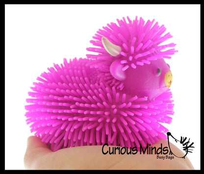 1 Puffer Highland Cow Fidget Toys - Air Filled Hairy Cute Squishy
