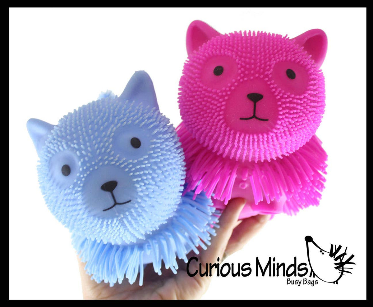 1 Shaggy Cat Large 7" Puffer Ball - Sensory Therapy Fidget Squishy