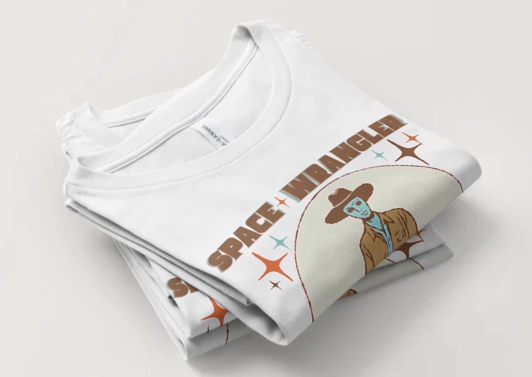 Space Cowboy T-Shirt Graphic: Retro Alien Design (SVG, PNG)