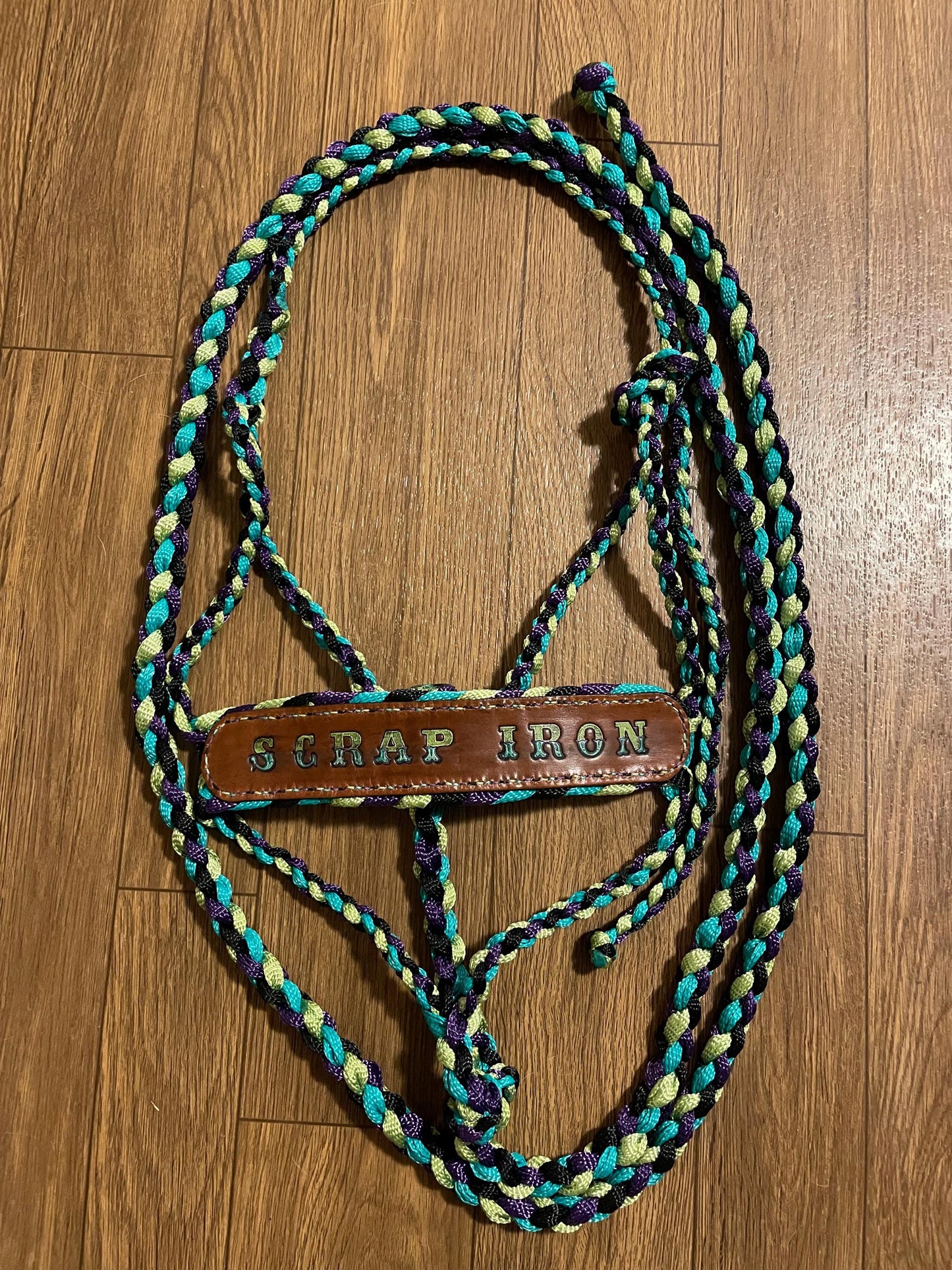 Handmade Mule Tape Halter: Braided Leather Horse Tack, Custom Colors, Hand-Stitched Design