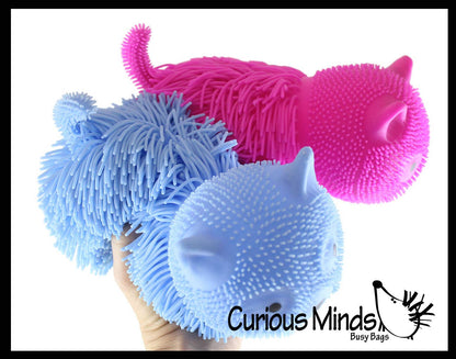 1 Shaggy Cat Large 7" Puffer Ball - Sensory Therapy Fidget Squishy