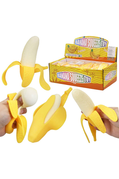 Peeling Yellow Banana Fluffy Slime Filled TPR Squishy Toy
