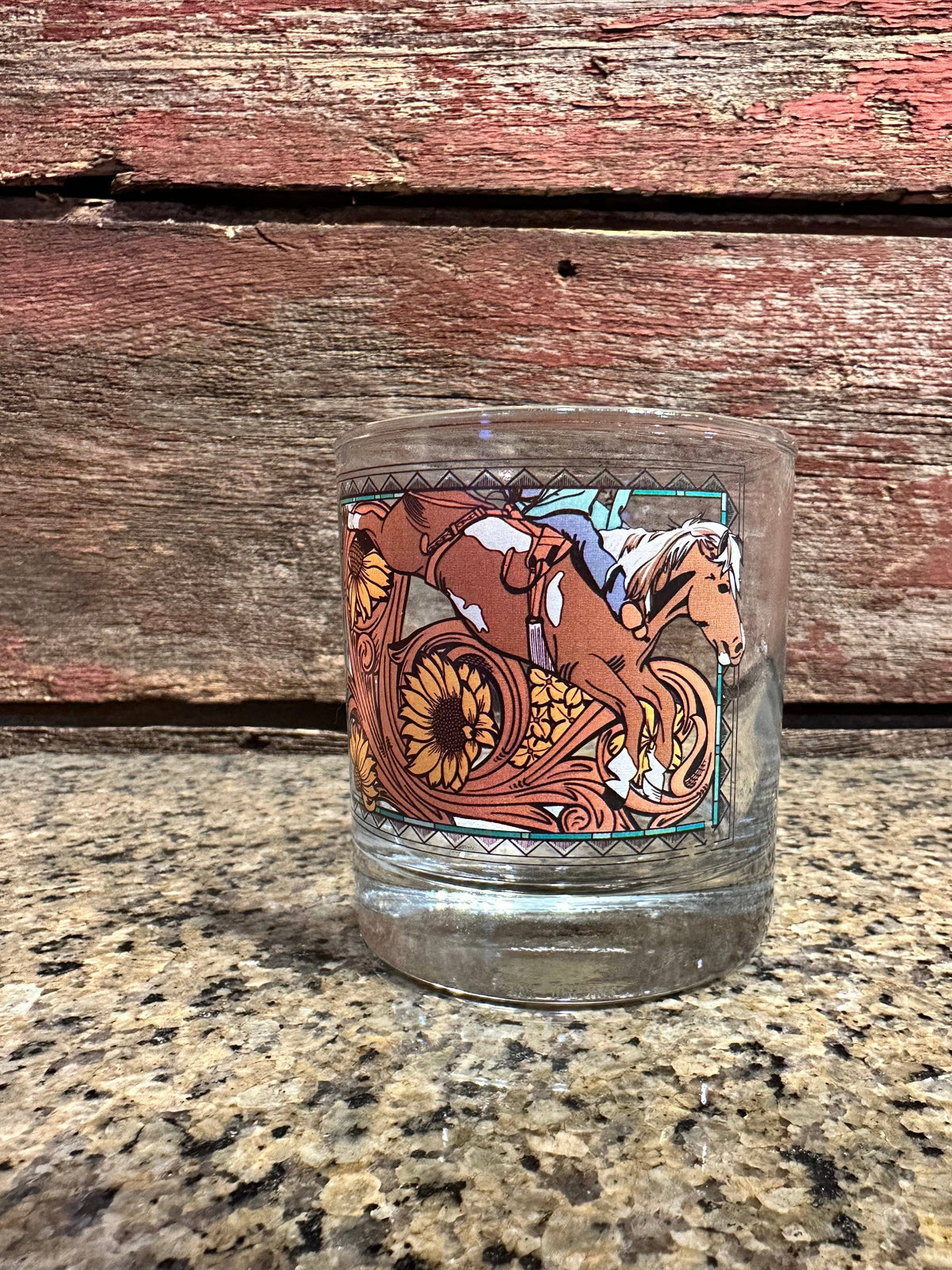 On the Rocks Glass Bareback Horse Cowgirl Rodeo Western Cowboy