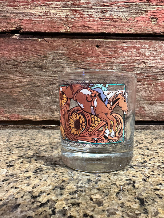 On the Rocks Glass Bareback Horse Cowgirl Rodeo Western Cowboy