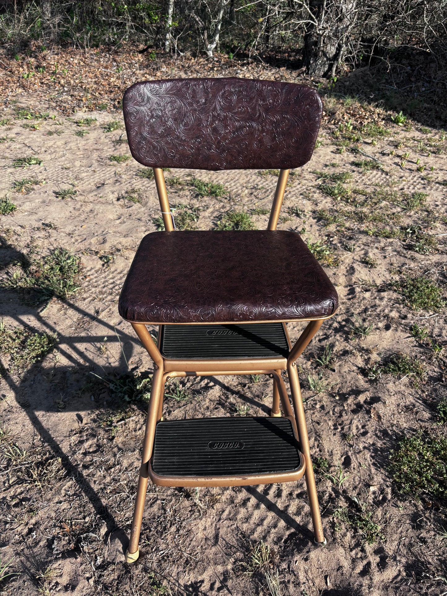 Vintage Costco High Chair with Reupholstered Leather