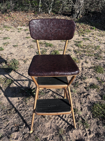 Vintage Costco High Chair with Reupholstered Leather