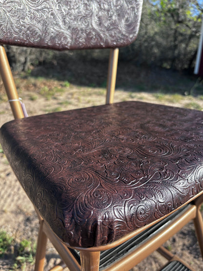 Vintage Costco High Chair with Reupholstered Leather
