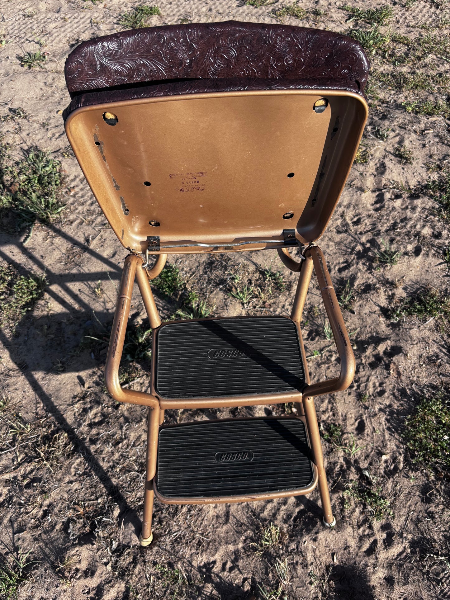Vintage Costco High Chair with Reupholstered Leather
