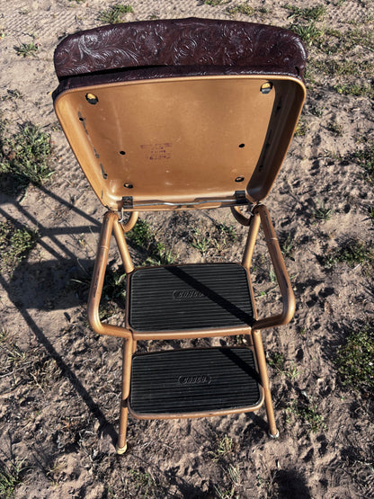 Vintage Costco High Chair with Reupholstered Leather