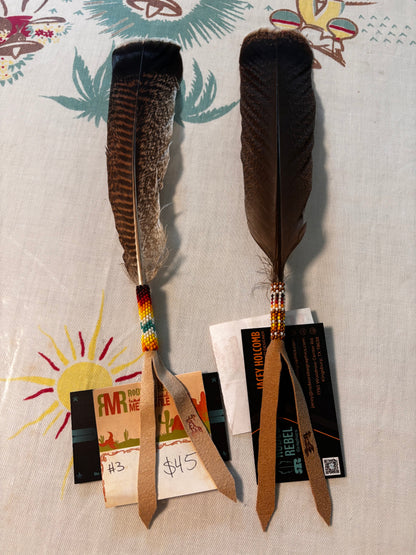 Hand Beaded Feather